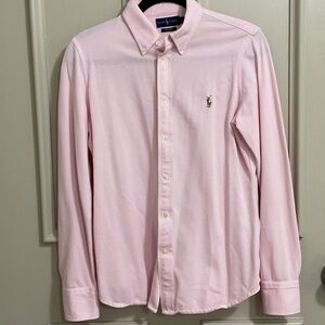 Ralph Lauren Light Pink Casual  Knit Oxford Button Down Shirt, large